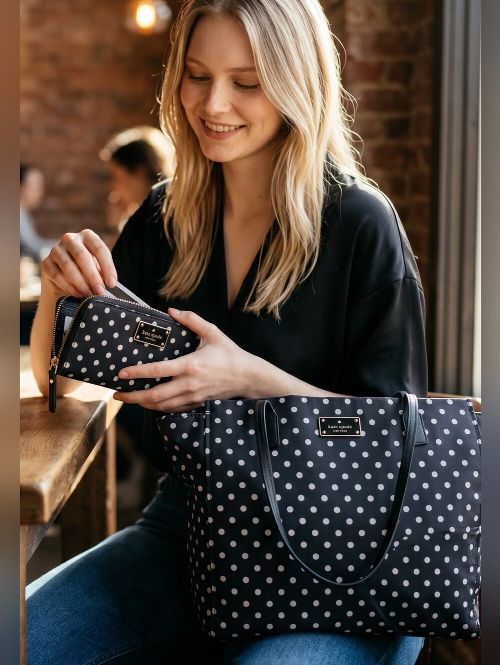 Kate Spade NY Blake Avenue Kaylie Baby Bag Diaper Bag Polka Dot & Large Wallet